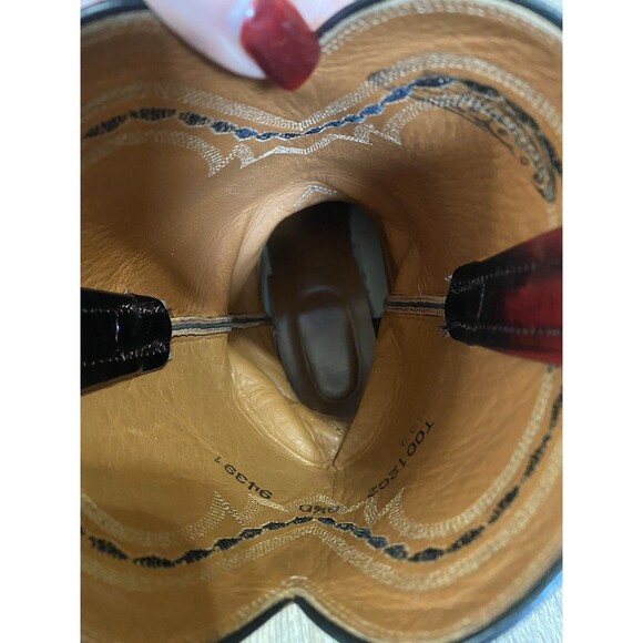 Lucchese 2000 Black Cherry Leather Cowboy Boots Men’s 8.5D Western Vintage - Picture 9 of 14